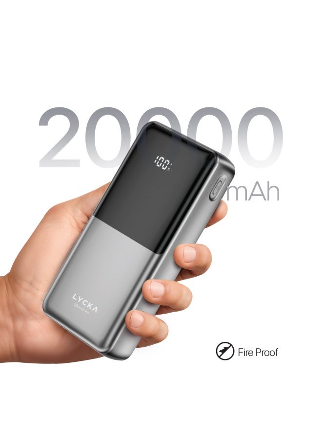 LYCKA Scoop 20PD Power Bank – 20,000mAh Capacity, 22.5W Super Fast Charging, Triple Port (2 USB-A + 1 USB-C PD), LED Battery Indicator – Black - Image 2